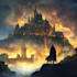 do an epic fantasy artwork with monsters, dragons, castles