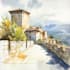 paint landscape and architechtural structure with watercolor