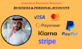 setup payment gateway business account, paypal stripe, payoneer, wise, klarna