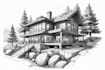 sketch landscape, house or building