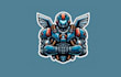 design  mecha robot  mascot  logo with express delivery