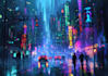 draw cyberpunk futuristic city illustration