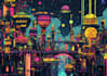make a cyberpunk futuristic city art