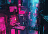 make a cyberpunk futuristic city art