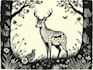 make wildlife illustration in linocut style based on your request