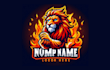 design flame lion mascot logo with express delivery