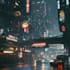 make cyberpunk city and 2d digital cyberpunk logo