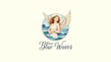 do outstanding angel with blue waves logo with express delivery