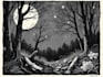 draw dark art illustration with engraving style