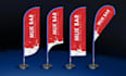 design custom exhibition booth, backdrop and feather flag