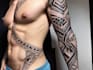 create sleeve tattoo design in geometric style