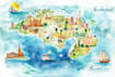 watercolor map illustration just for you