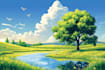 draw a flat vector landscape illustration