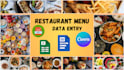 provide fast restaurant menu data entry services