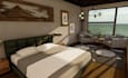 design rooftop terrace house,lodge, modern structure,landscape rendering,bedroom