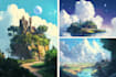 draw environment concept art, fantasy worlds