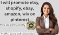 promote, manage etsy, shopify, amazon, wix, ebay store on pinterest product VA