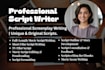 write high quality film scripts, screenplays, movie script writing, movie script