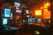 do cyberpunk futuristic city art