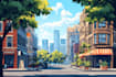 draw a flat vector landscape illustration