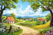 draw a flat vector landscape illustration