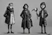 draw illustrations in black and white, characters object art