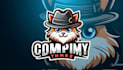 do cat hat mascot logo design with business