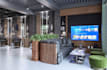3d modern barber salon interior,beauty salon render, hair dressing, spa interior