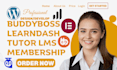 design membership wordpress lms website learndash,buddyboss,tutor lms,buddypress