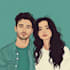 make a cute cartoon couple portrait
