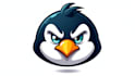 do angry penguin head cartoon mascot logo design