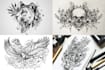 design line art traditional tattoo and tshirt design