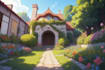 draw tuber visual novel background, wallpaper in anime style