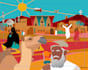 create digital art focused on travel and souvenirs