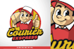 create mascot skull courier delivery cartoon logo