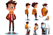 draw a vector 2d character, cartoon character