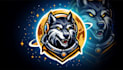 do unique space wolf logo with text and provide all file