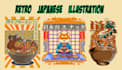 draw retro detailed japanese art for tshirts