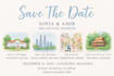 create custom wedding venue illustrations for save the dates