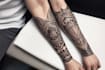 create sleeve tattoo design in geometric style