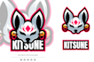 make kitsune mask fox mascot logo design