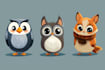 design flat cute animal vector illustrations for stickers,