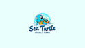 make a high quality sea turtle mascot logo design with text with any file