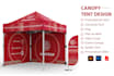 design a canopy tent design, feather flag, and tablecloth
