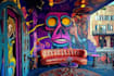 create a detailed lofi art, grafiti background art