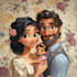 draw cartoon disney couple portrait