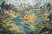 draw a beautiful fantasy map in 4k for you