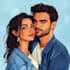 make illustrate a vintage couple portrait