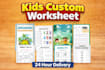 design custom kids worksheet, activity books, coloring books