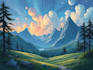 draw fantasy background and landscape
